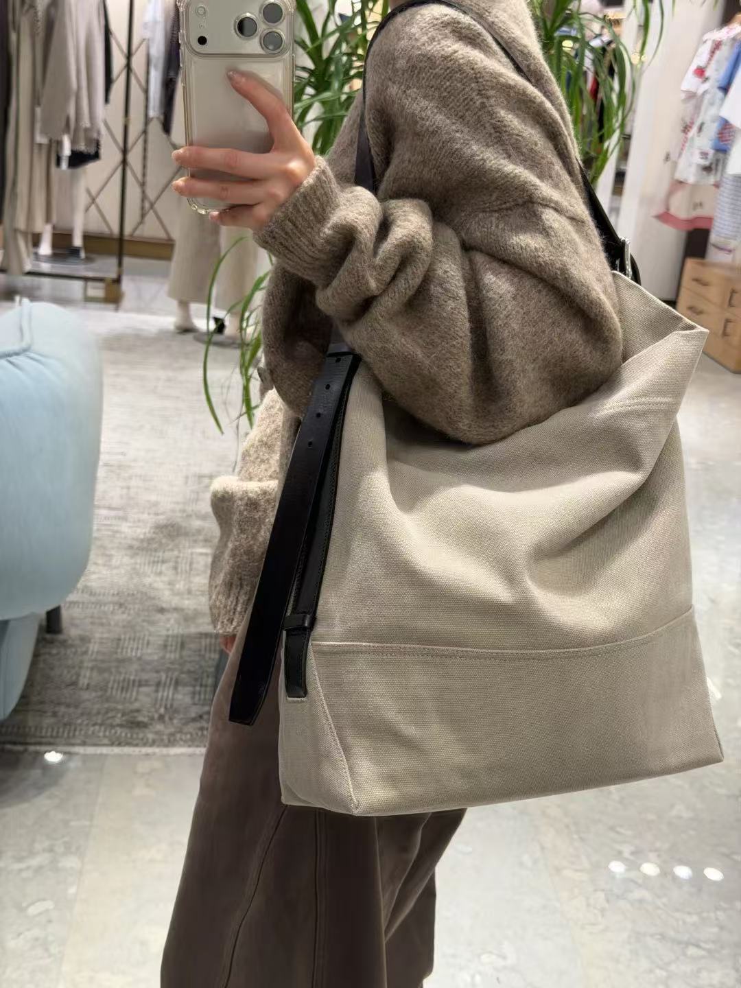 李記 | 原創手工真皮 | 慵懶風バ大容量帆布包nx153號