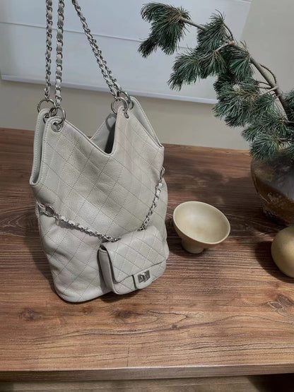 Li Ji | Original handmade genuine leather | Small number of ーン cow leather トートling plaid bag No. J9896