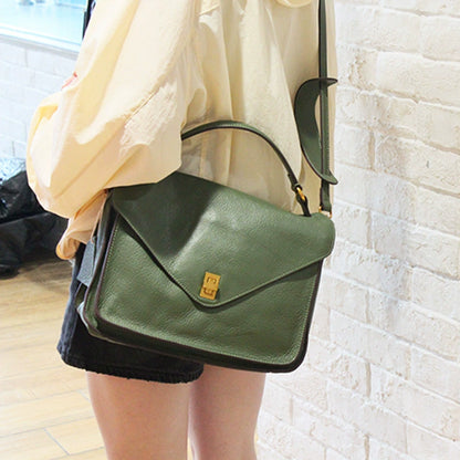 Li Ji | Original handmade genuine leather | Envelope type lock messenger bag No. M2032 