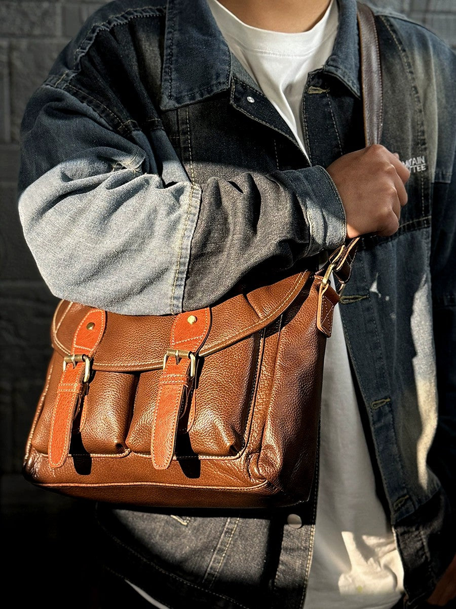 李記 | 原創手工真皮 | 韓版で商務出差休閒の郵差包MT318號