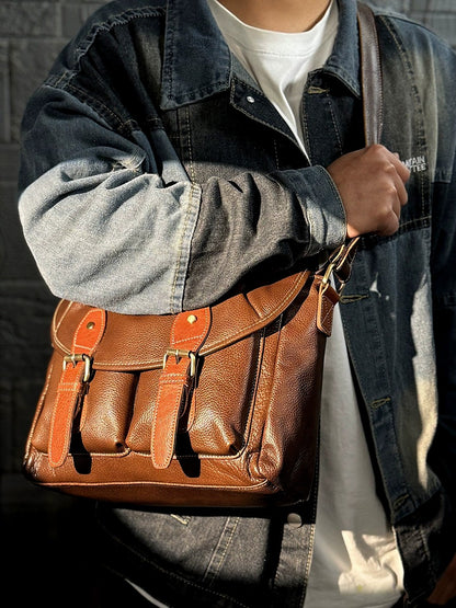 李記 | 原創手工真皮 | 韓版で商務出差休閒の郵差包MT318號