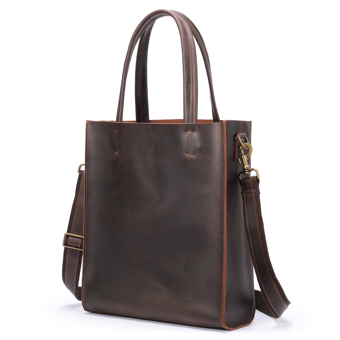 Li Ji | Original handmade leather | Unisex, Crazy Horse Leather Vertical Portable Shopping Bag No. 669