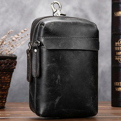 Li Ji | Original handmade leather | First-layer cowhide/crazy horse leather waist bag, hanging bag, cowboy style No. 8201 