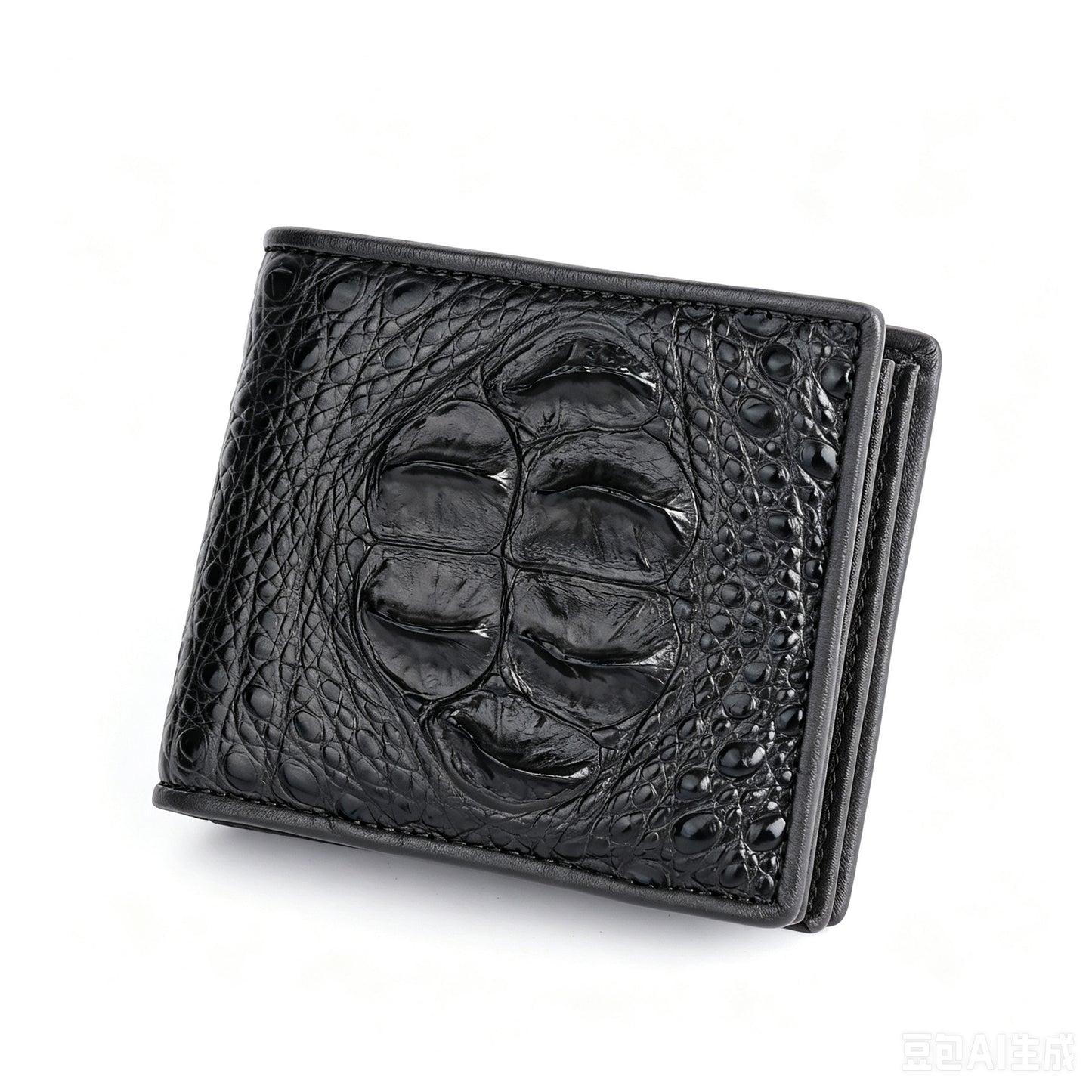 Li Ji | Original handmade genuine leather | Crocodile leather back bone 1 fold short wallet No. 2009-1