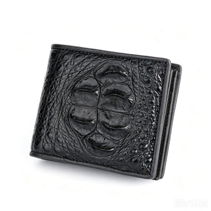 Li Ji | Original handmade genuine leather | Crocodile leather back bone 1 fold short wallet No. 2009-1