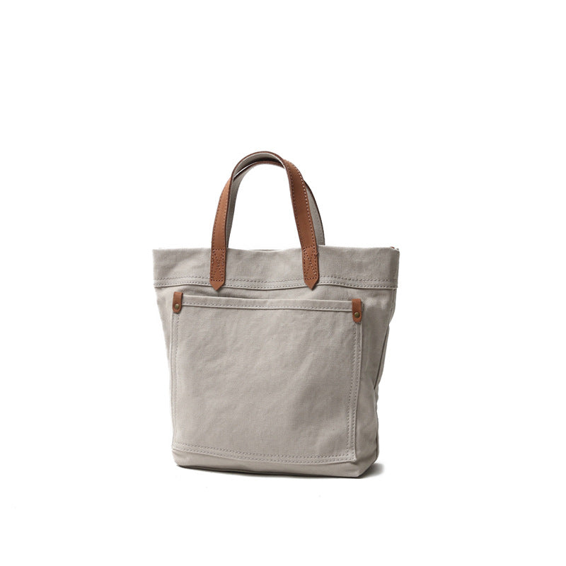 李記 | 原創手工真皮 | 文藝復古い水洗棉麻手提包ms118號