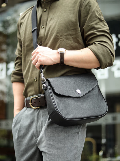 李記 | 原創手工真皮 | 輕復古感の都市通勤休閒風斜唄包LS-HY81號