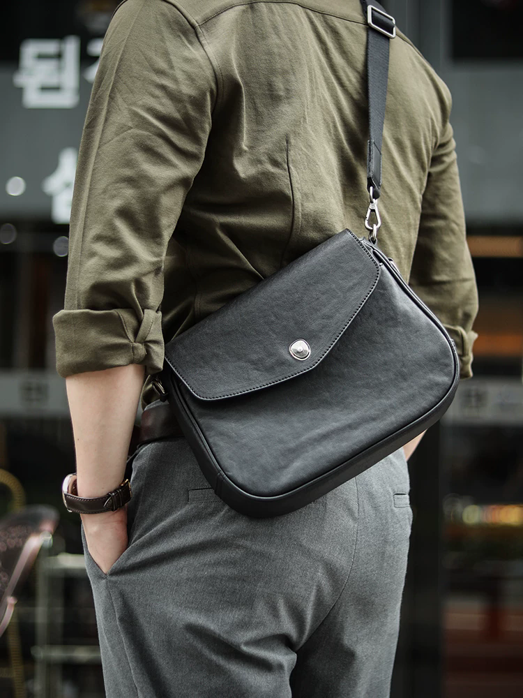 李記 | 原創手工真皮 | 輕復古感の都市通勤休閒風斜唄包LS-HY81號