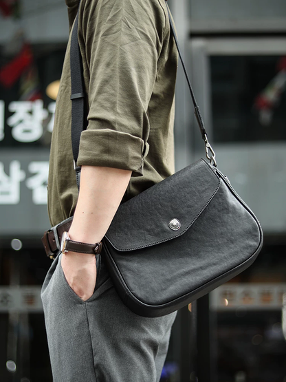 李記 | 原創手工真皮 | 輕復古感の都市通勤休閒風斜唄包LS-HY81號