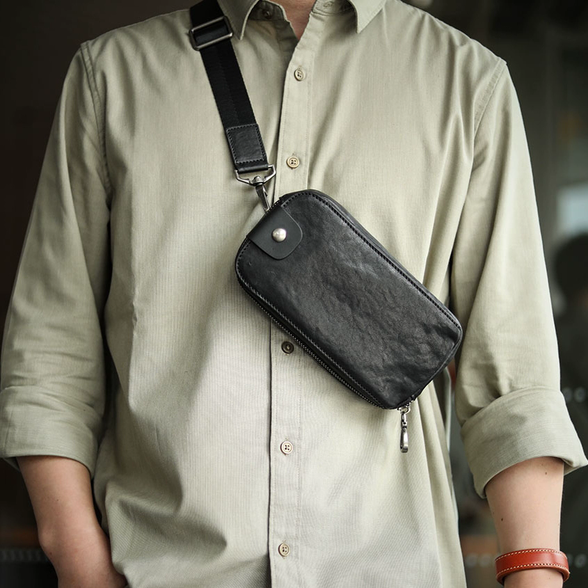 李記 | 原創真皮手工 | 能切換多種模式の手機包ls168號