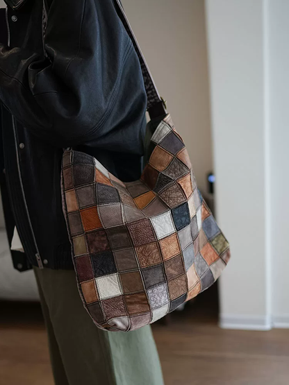 李記 | 原創手工真皮 | 慵懶風の拼接大容量托特包ls249號