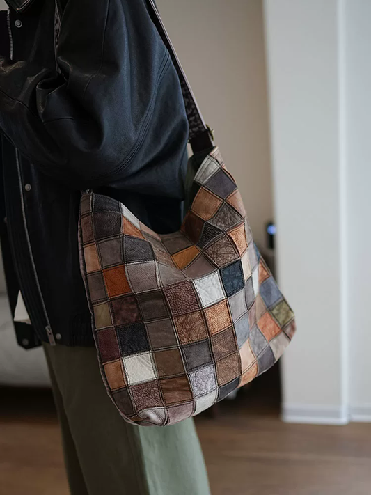 李記 | 原創手工真皮 | 慵懶風の拼接大容量托特包ls249號