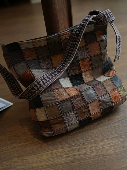 李記 | 原創手工真皮 | 慵懶風の拼接大容量托特包ls249號