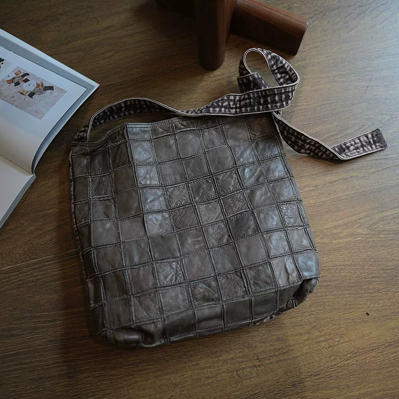 李記 | 原創手工真皮 | 慵懶風の拼接大容量托特包ls249號