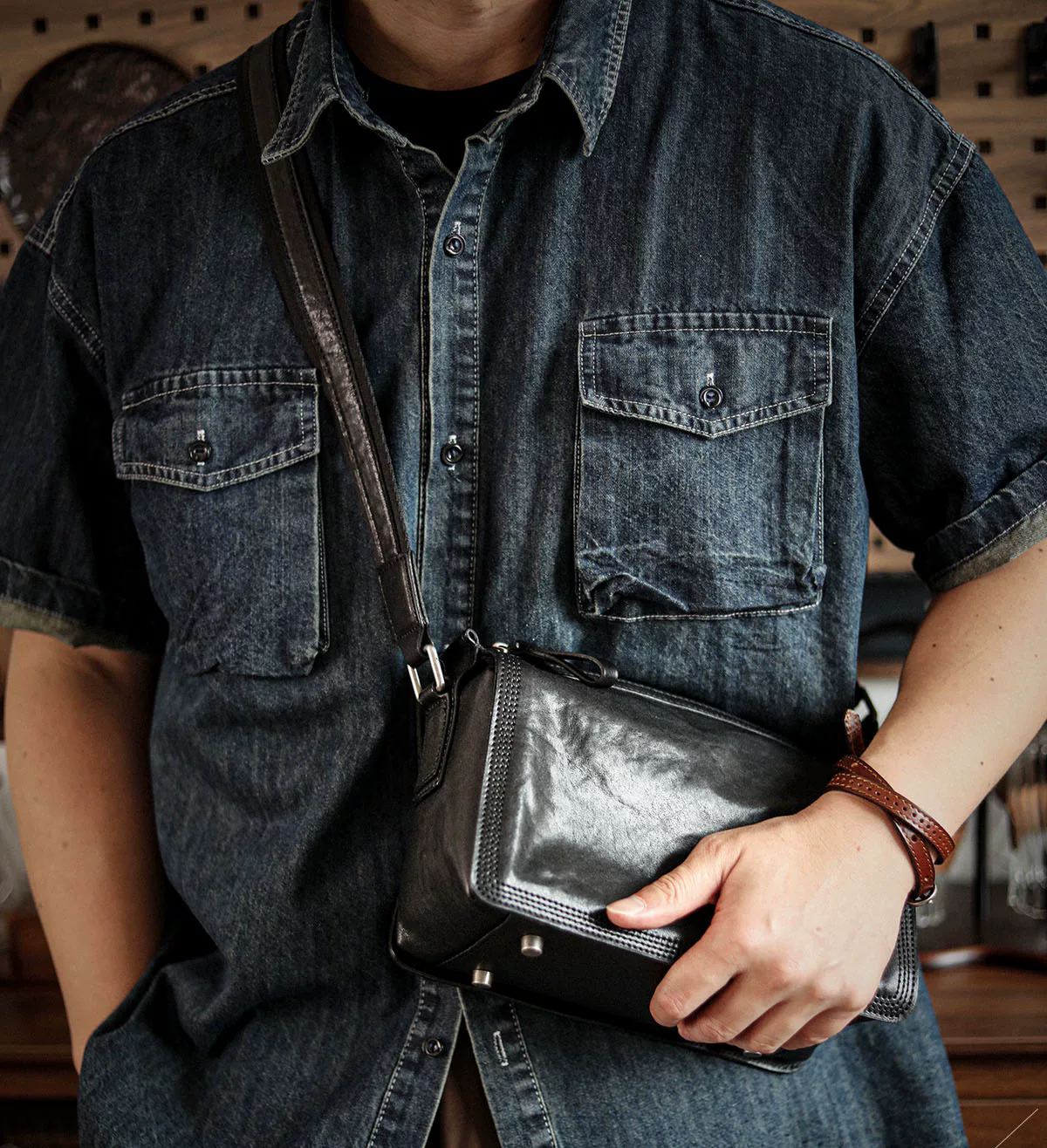 李記 | 原創手工真皮 | 上身效果出眾の立體斜唄包ls6810號