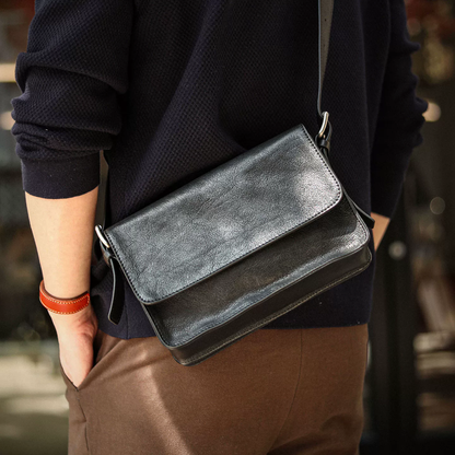 李記 | 原創手工真皮 | 輕熟風の翻蓋斜唄包ls8560號