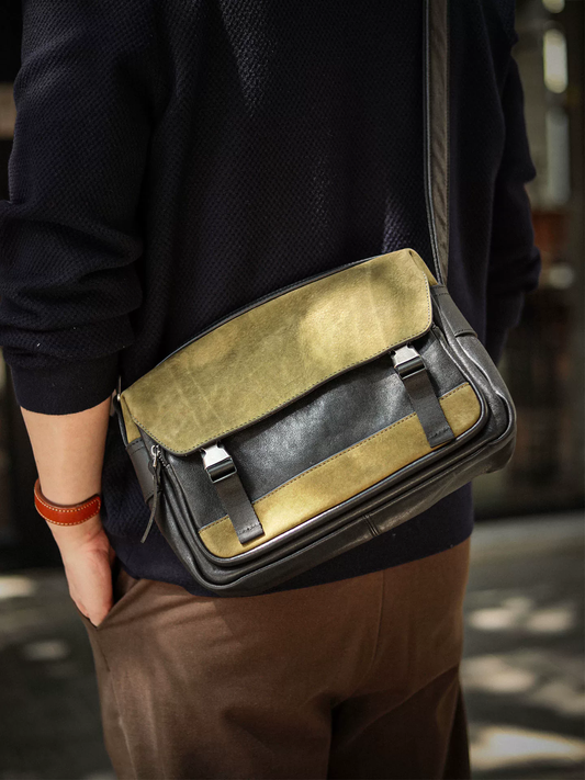 李記 | 原創手工真皮 | 很顯高級感の配色~休閒斜唄包ls8565號