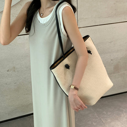 Li Ji | Original handmade leather | Resort style woven texture tote bag No. M375 