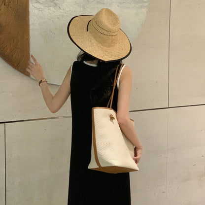 Li Ji | Original handmade leather | Resort style woven texture tote bag No. M375 