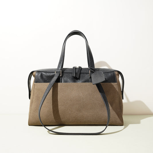 李記 | 原創手工真皮 | 頭層皮配帆布の手提包md8646號