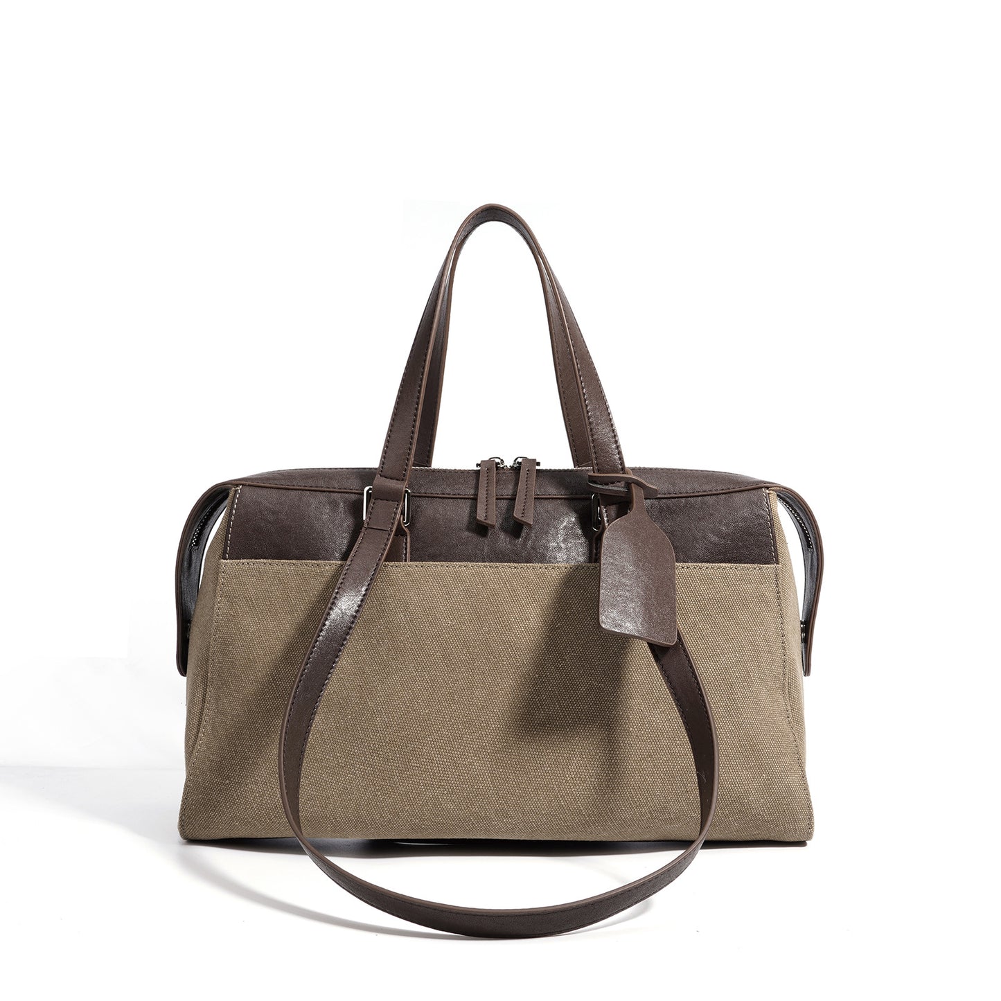 李記 | 原創手工真皮 | 頭層皮配帆布の手提包md8646號