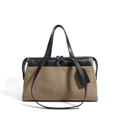 李記 | 原創手工真皮 | 頭層皮配帆布の手提包md8646號