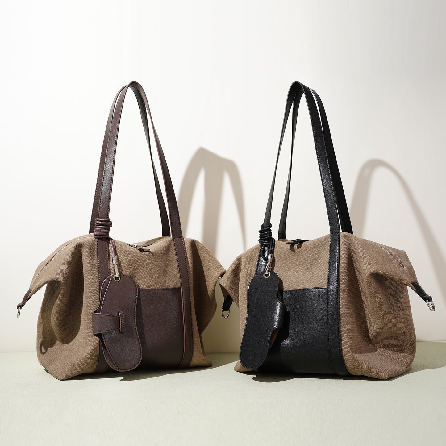 李記 | 原創手工真皮 | 拼接撞色洋氣帆布の休閒包md8647號