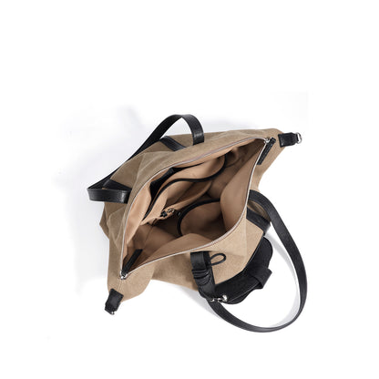 李記 | 原創手工真皮 | 拼接撞色洋氣帆布の休閒包md8647號