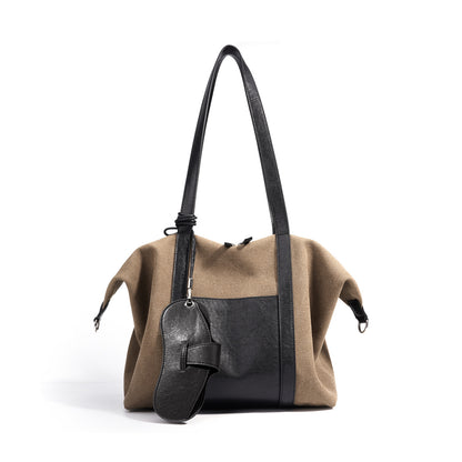 李記 | 原創手工真皮 | 拼接撞色洋氣帆布の休閒包md8647號