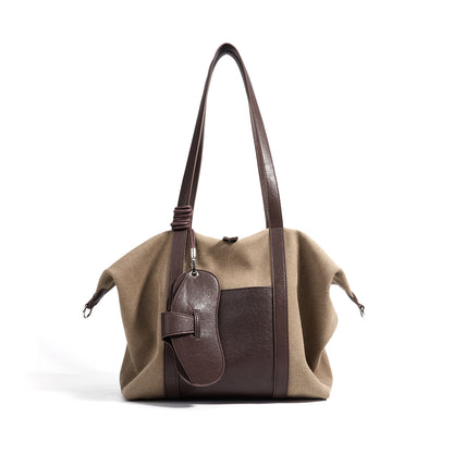 李記 | 原創手工真皮 | 拼接撞色洋氣帆布の休閒包md8647號