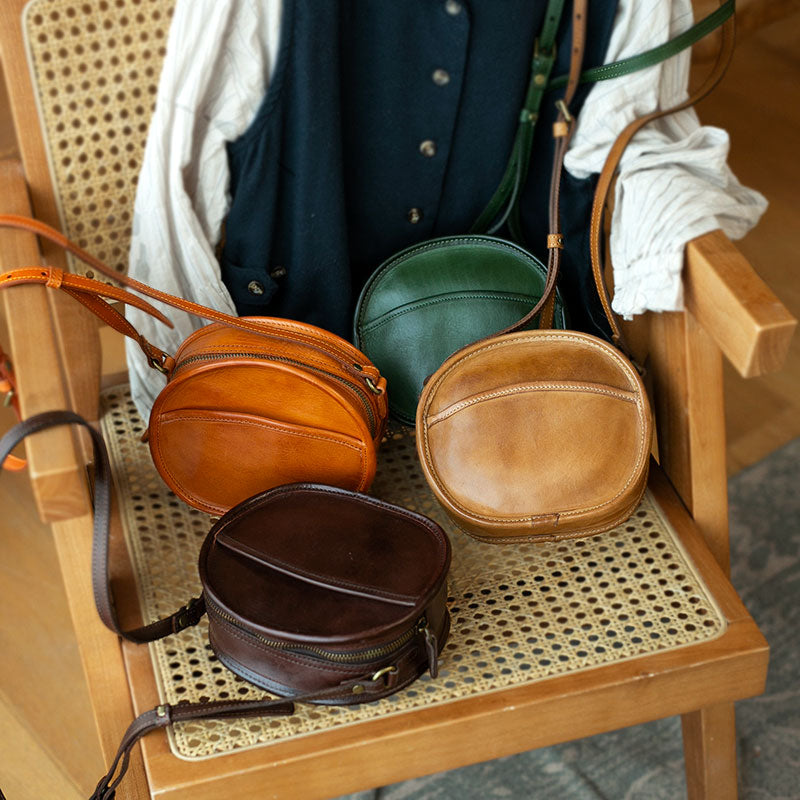 Li Ji | Original handmade genuine leather | Japanese and Korean lightweight handmade round bag No. NT6808 