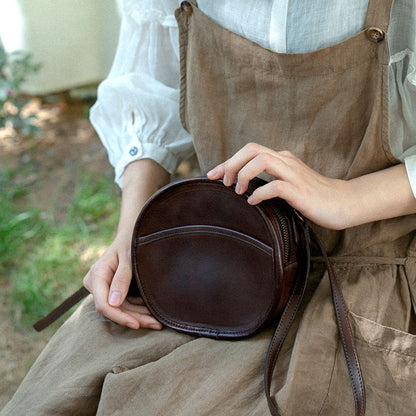 Li Ji | Original handmade genuine leather | Japanese and Korean lightweight handmade round bag No. NT6808 