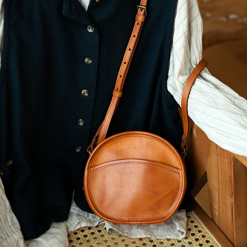 Li Ji | Original handmade genuine leather | Japanese and Korean lightweight handmade round bag No. NT6808 