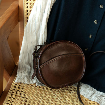 Li Ji | Original handmade genuine leather | Japanese and Korean lightweight handmade round bag No. NT6808 