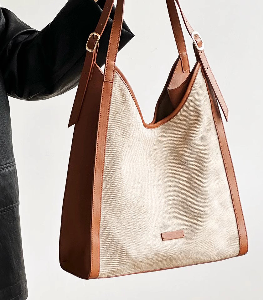 李記 | 原創手工真皮 | 慵懶風が棉麻質地い大容量腋下包m7907號