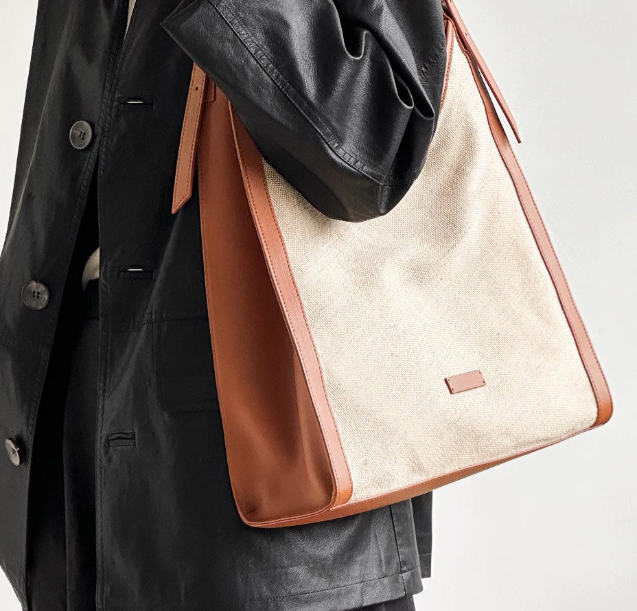 李記 | 原創手工真皮 | 慵懶風が棉麻質地い大容量腋下包m7907號