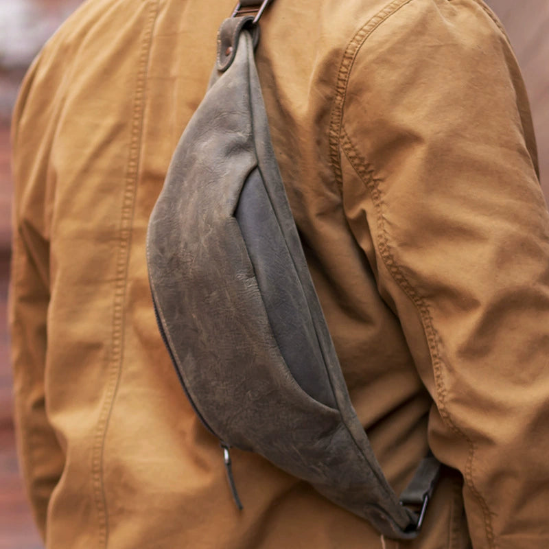 李記 | 原創真皮手工 | 高品質の牛革 多機能單肩包 56887號