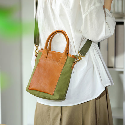 Li Ji | Original handmade genuine leather | Small fresh and small square canvas bag No. 83004 