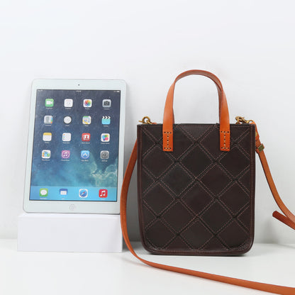 李記 | 原創手工真皮 | 幾何學的なステッチ 片肩斜め挎方包 M5502號