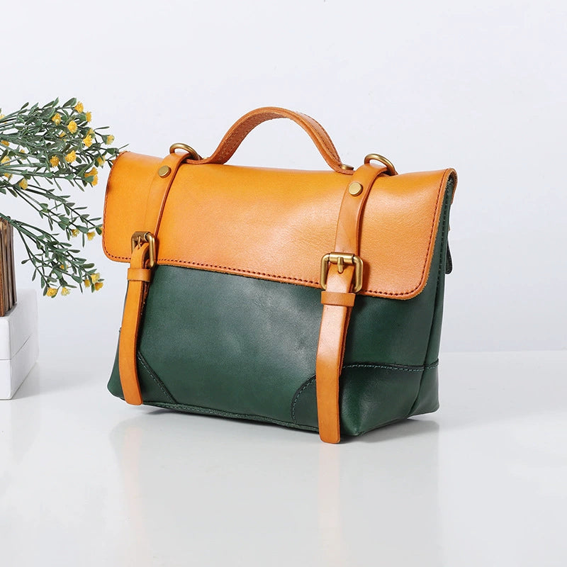 Li Ji | Original handmade leather | Retro contrasting colors - first layer vegetable tanned cowhide - Handbag No. 0297 