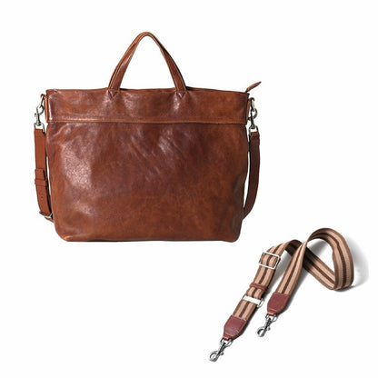 Li Ji | Original handmade genuine leather | Washed craftsmanship and relaxed retro shoulder bag No. 056633 