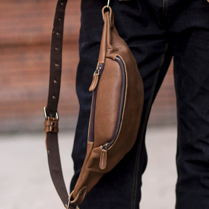 李記 | 原創真皮手工 | 高品質の牛革 多機能單肩包 56887號