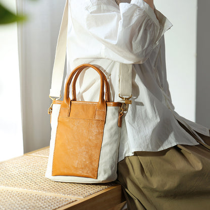 Li Ji | Original handmade genuine leather | Small fresh and small square canvas bag No. 83004 