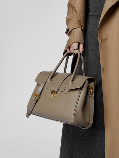 李記 | 原創手工真皮 | 植鞣牛皮で復古バ通勤手提包Q2910號