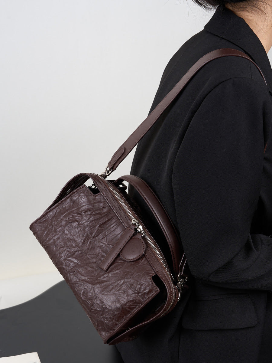 李記 | 原創手工真皮 | 芸術の龜裂紋で通勤枕頭包QS2625號