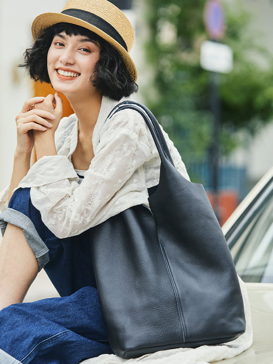 Li Ji | Original handmade genuine leather | Japanese simple and easy-to-match personalized tote bag No. 303 