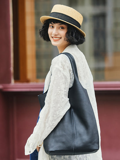 Li Ji | Original handmade genuine leather | Japanese simple and easy-to-match personalized tote bag No. 303 