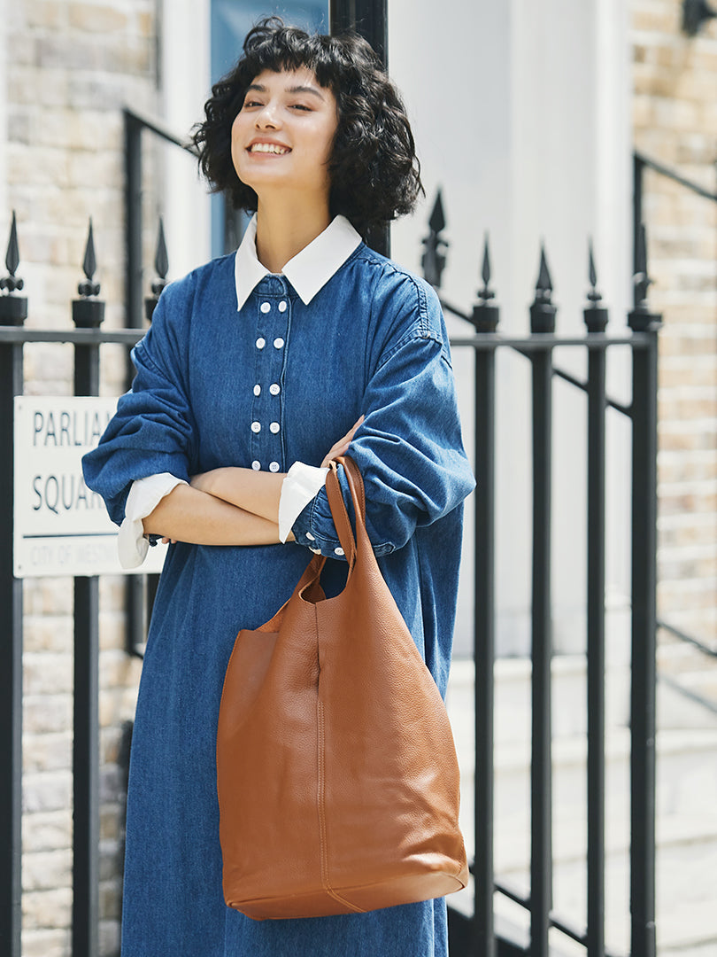 Li Ji | Original handmade genuine leather | Japanese simple and easy-to-match personalized tote bag No. 303 