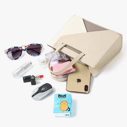 李記 | 原創手工真皮 | 拼色元素で幾何線條ン手提包v8866號