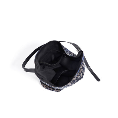 李記 | 原創手工真皮 | 磨砂豹紋帆布包w278號